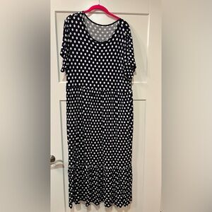 Polka Dot Navy and White Dress 2X